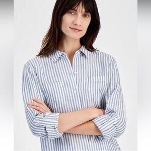 CHARTER CLUB LINEN BUTTON UP